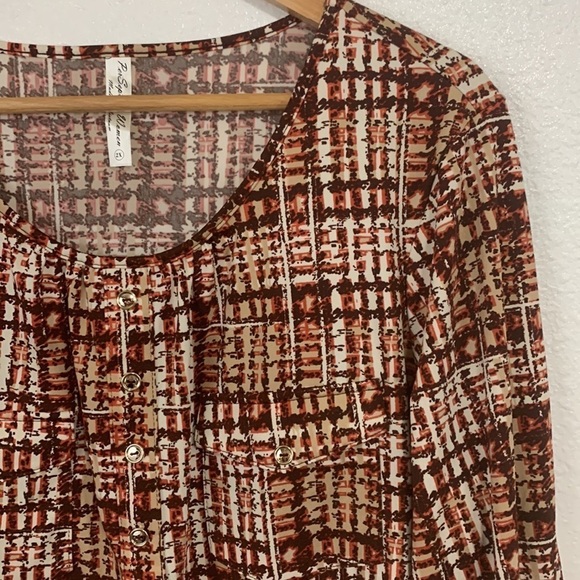 Perception Women Plaid 3/4 Sleeve Blouse Size 2X - Picture 1 of 6